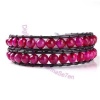 Two Row Beaded Leather Wrap Bracelets